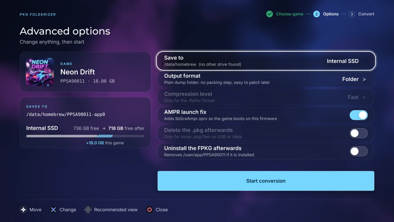 Advanced options