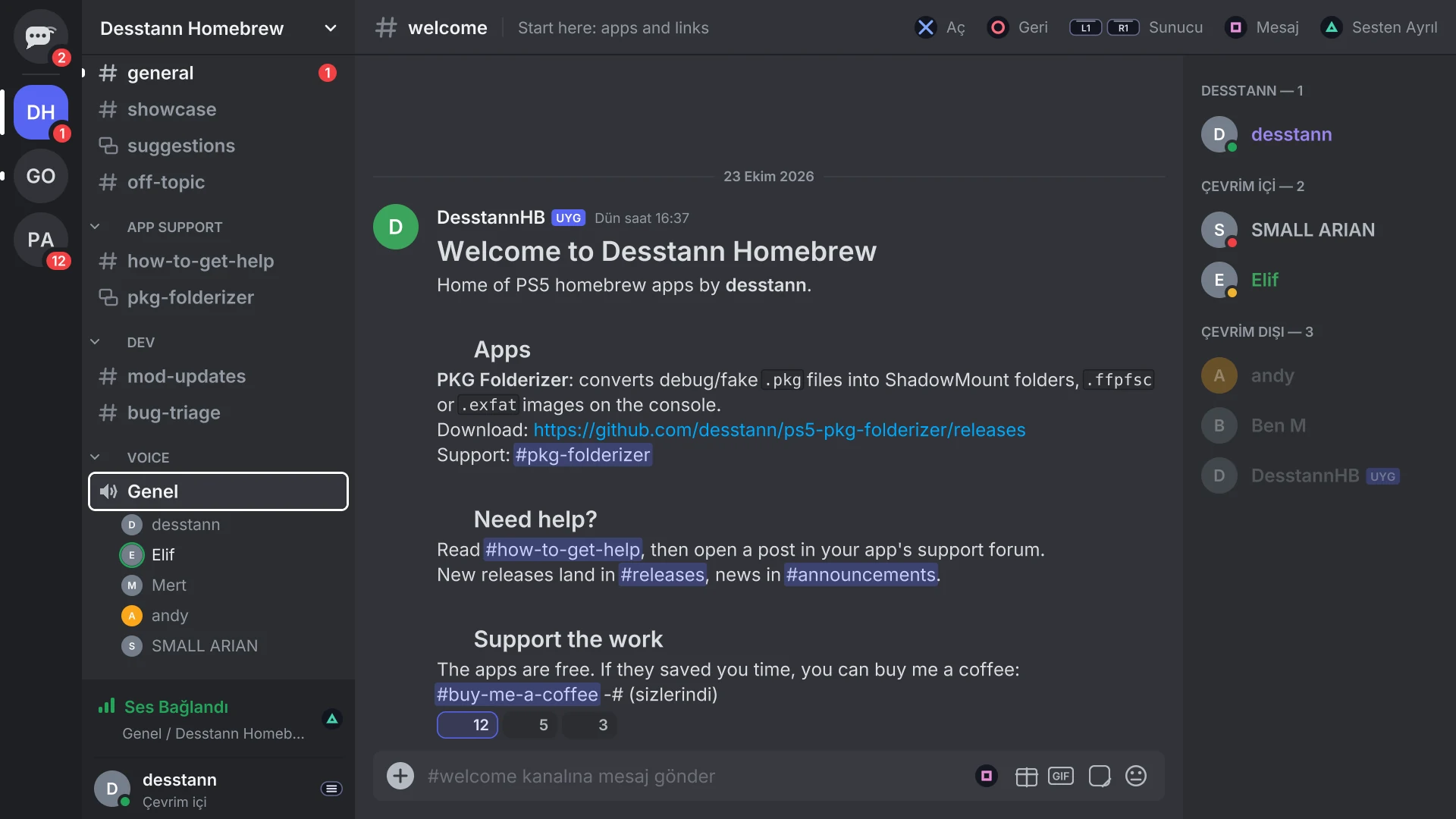 A server channel with the member list